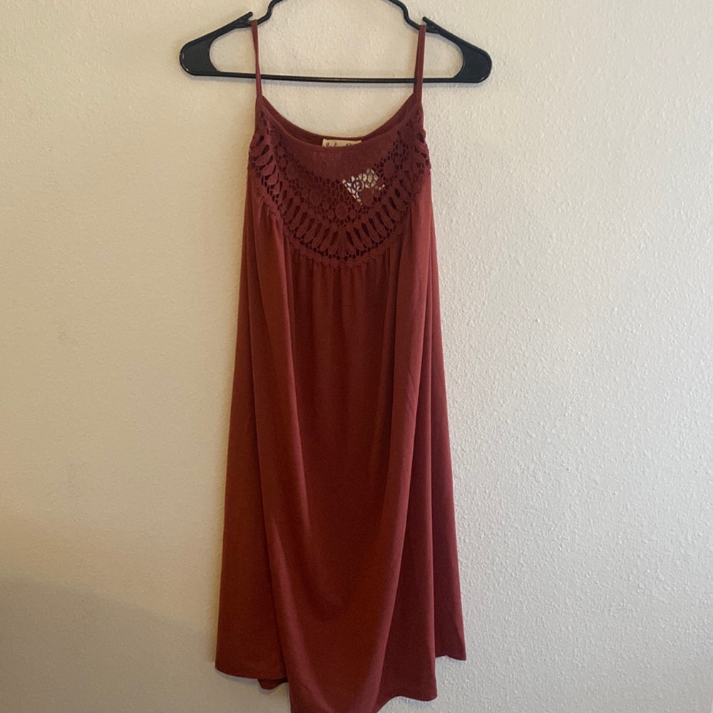 Indigo Rose spaghetti strap dress with lace detail